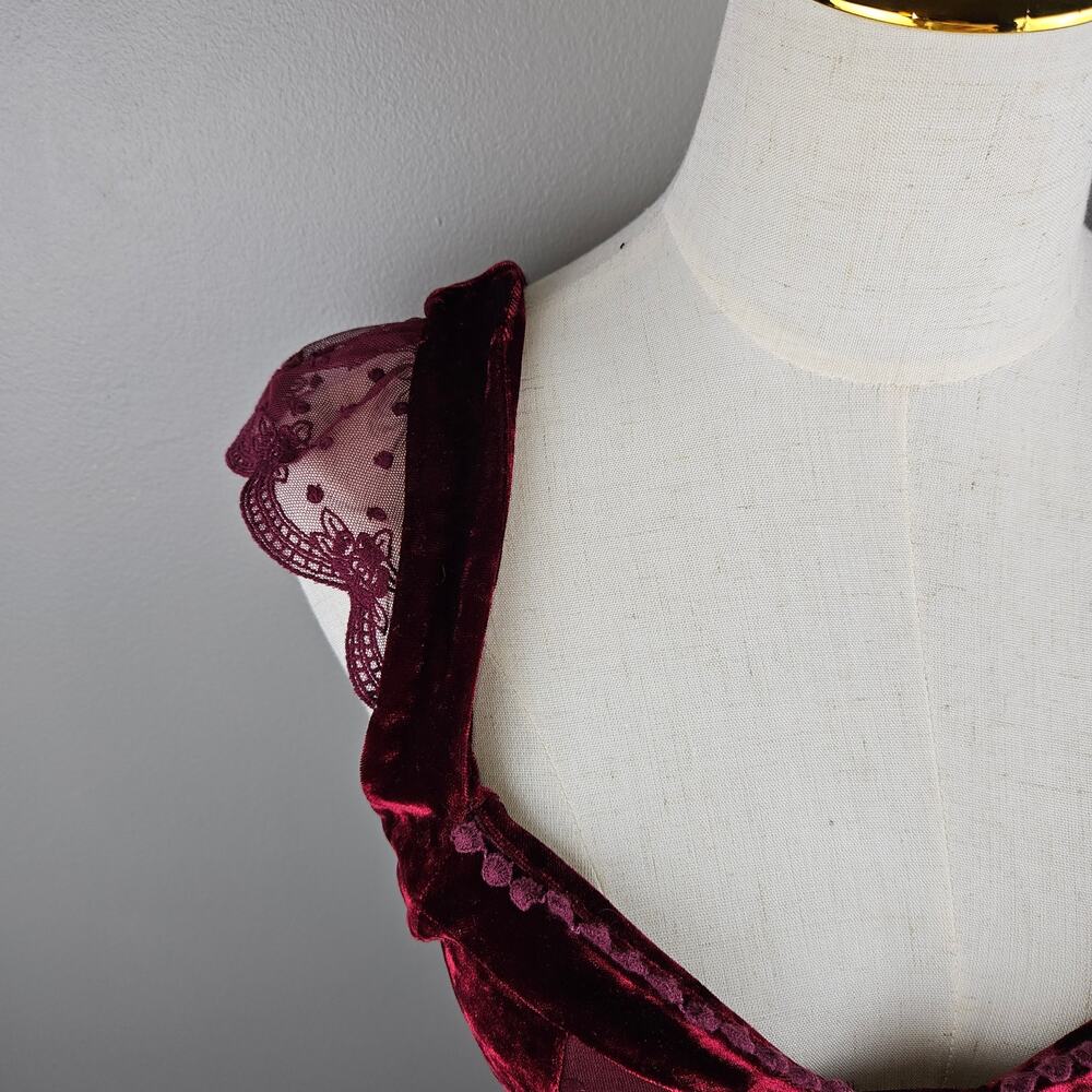 Free People Madeline Polka Dot Velvet Dress Whimsigoth Feminine Size Small - Picture 4 of 10